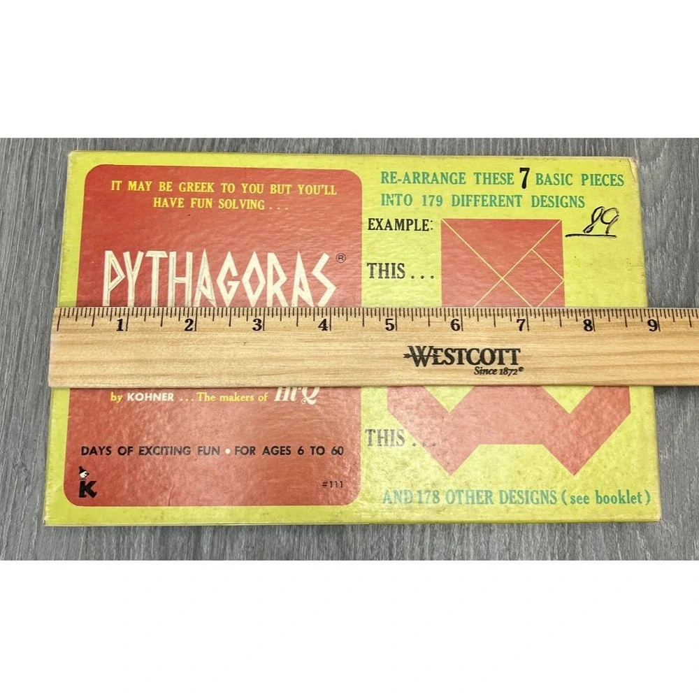 Vintage Pythagoras Puzzle Game by Kohner Hi-Q Tangram Brain Teaser 179 Designs‎